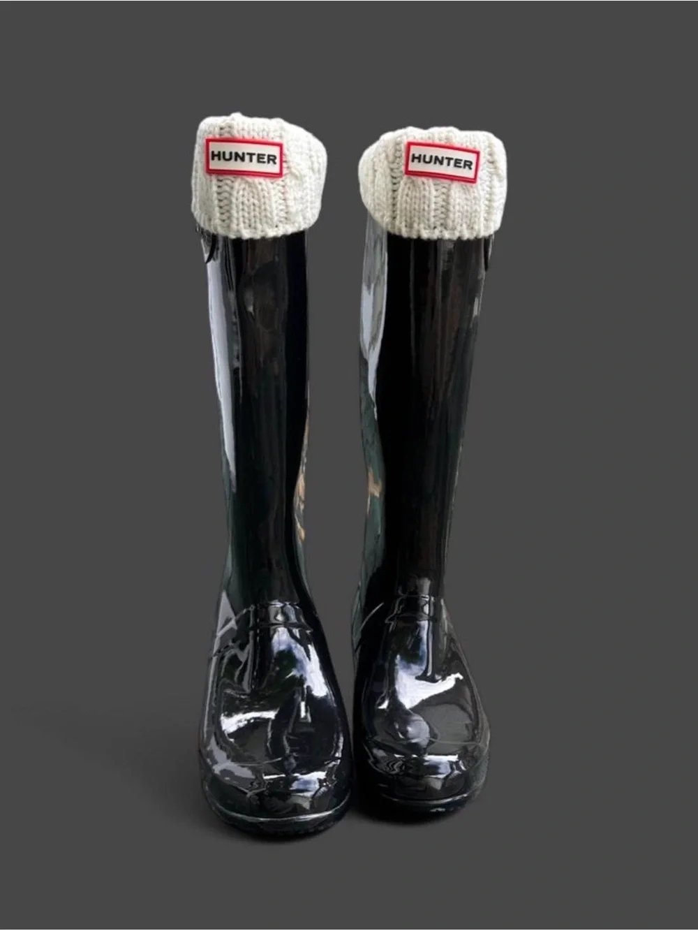 Hunter Original Tall Gloss Black Rain Boots - Size 9